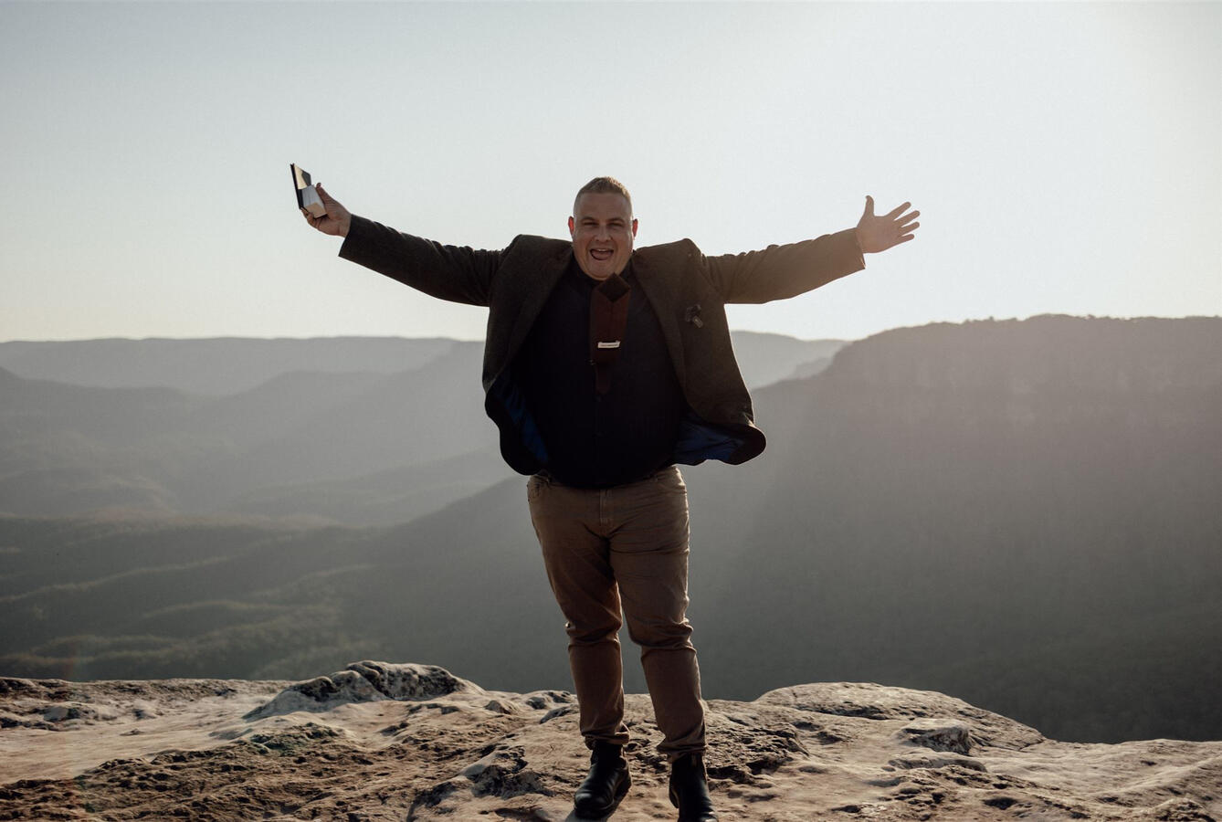 Josh Withers officiating a wedding in the Blue Mountains