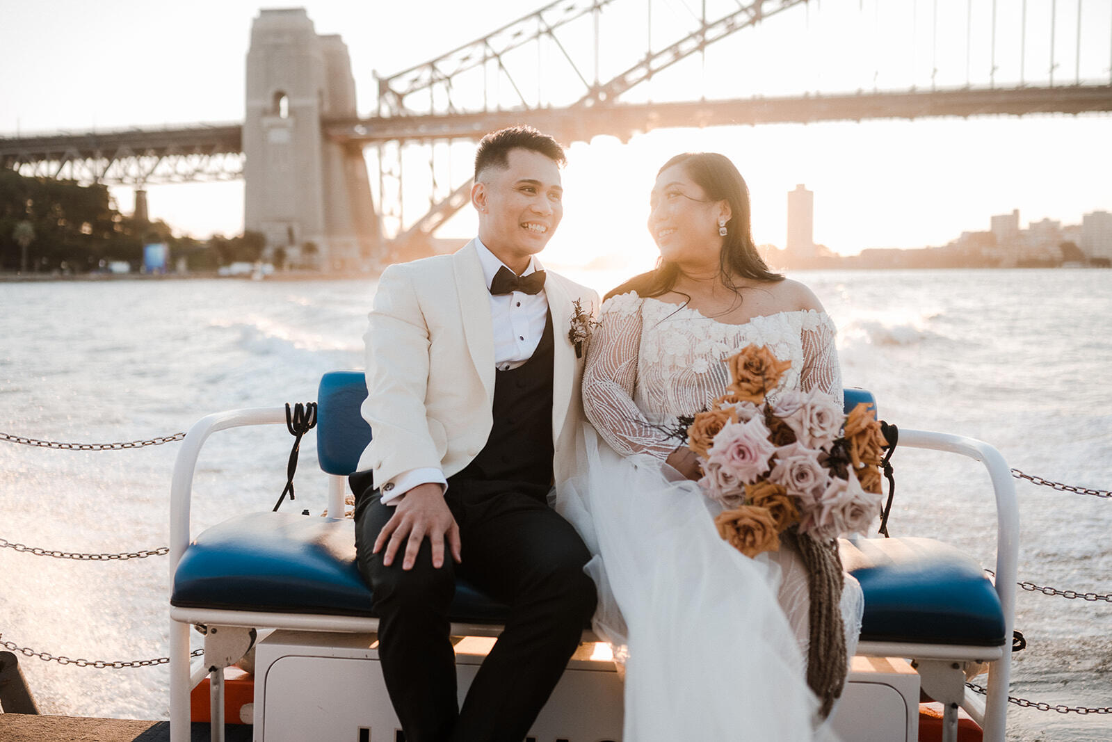 Couple that Josh Withers married on Sydney Harbour in a wedding